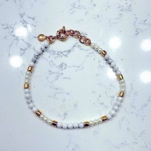 J. Crew Anklet with gold & white marbled stones
